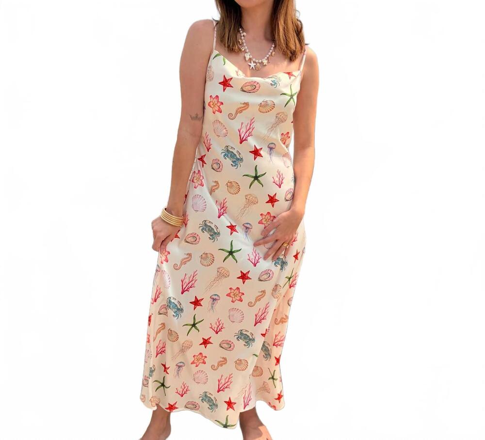 NEW MAINSTRIP women's the coral cove slip maxi dress in white